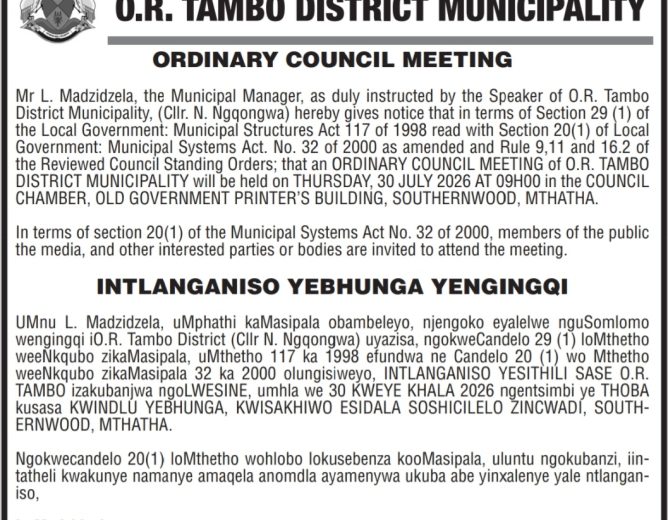 Notice of an Ordinary Council Meeting